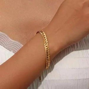 || 18K GOLD || NEW || FLAT CUBAN CHAIN BRACELET
